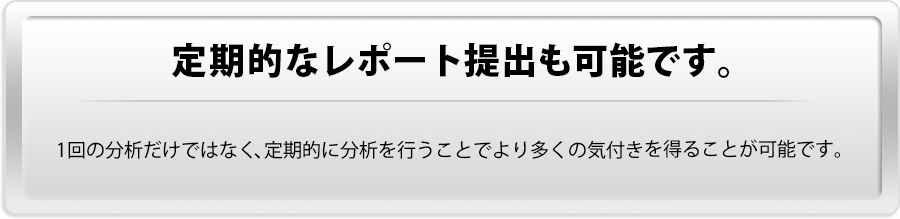 【定期的なレポート提出も可能です。】1回の分析だけではなく、定期的に分析を行うことでより多くの気付きを得ることが可能です。