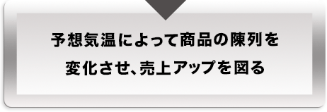 予想気温によって商品の陳列を変化させ、売上アップを図る