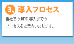 導入プロセス: 当社でのRFID導入までのプロセスをご案内いたします。