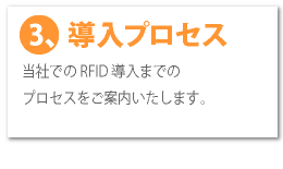 導入プロセス: 当社でのRFID導入までのプロセスをご案内いたします。