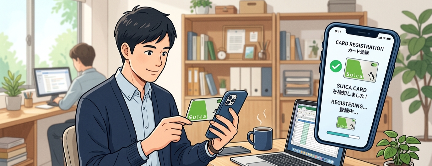 手持ちのICカードを登録するイメージ