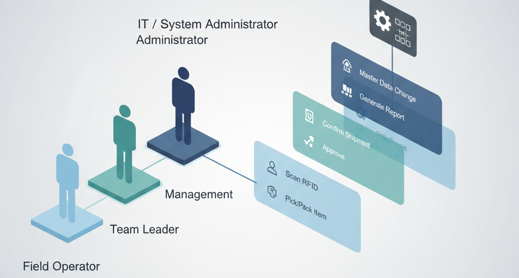 権限管理を『役割→操作→データ範囲』の順で設計するイメージ