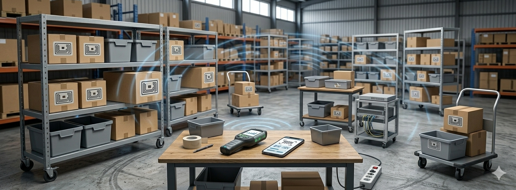 Bluetooth対応RFIDリーダーが向いている棚卸・探索・貸出返却・小規模導入のイメージ