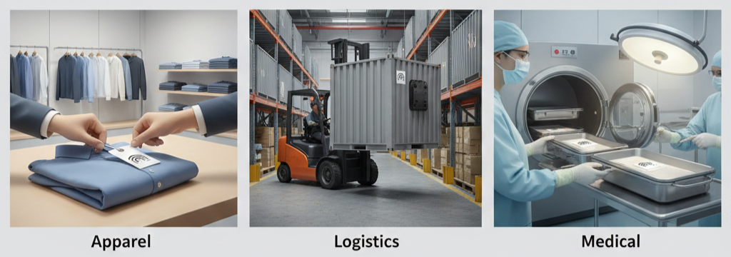 アパレル・物流・医療におけるRFIDタグ選定の判断早見表（回収・耐久・衛生の観点）