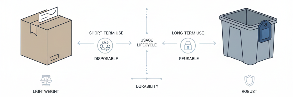 紙タグとハードタグの運用前提条件の違いを示したRFIDタグ比較イメージ