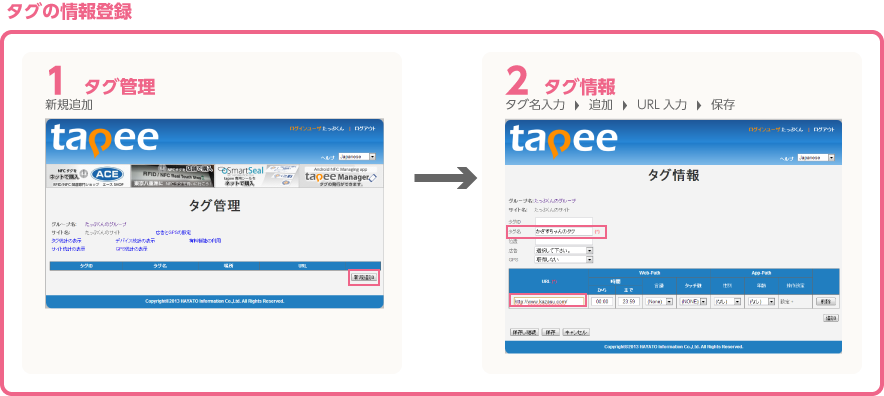 タグの情報登録